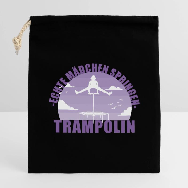 Echte Mädchen springen Trampolin Geschenk Verschließbarer Geschenkbeutel aus Baumwolle (14x20cm)