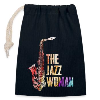 Jazz Frau - Verschließbarer Geschenkbeutel aus Baumwolle (14x20cm) - Navy - Vorne