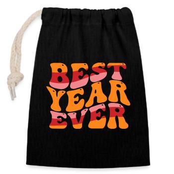 Best Year Ever - Verschließbarer Geschenkbeutel aus Baumwolle (14x20cm) - Schwarz - Vorne