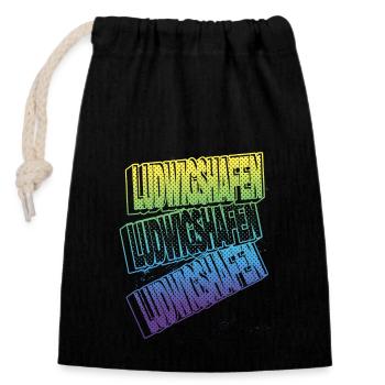Ludwigshafen Germany City Font Skyline - Closable cotton gift bag (14x20cm) - black - Front
