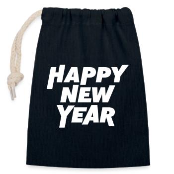 Happy New Year - Closable cotton gift bag (14x20cm) - navy - Front