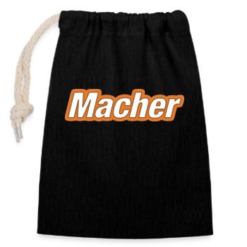 Macher - Verschließbarer Geschenkbeutel aus Baumwolle (14x20cm) - Schwarz - Vorne