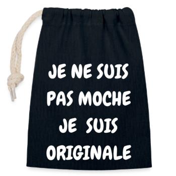 Creation de vetement personnalisé - Sac cadeau en coton avec cordon (14 x 20 cm) - bleu marine - Devant