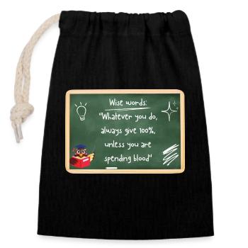 Clever funny saying - english - Closable cotton gift bag (14x20cm) - black - Front