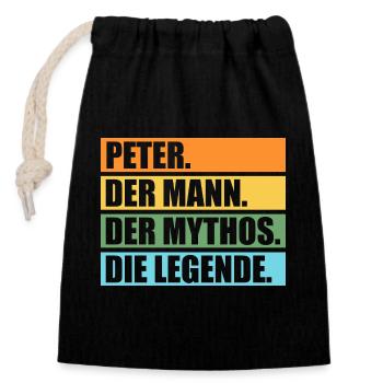 Peter - Verschließbarer Geschenkbeutel aus Baumwolle (14x20cm) - Schwarz - Vorne