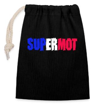 Supermot Logo Bleu Blanc Rouge - Sac cadeau en coton avec cordon (14 x 20 cm) - noir - Devant