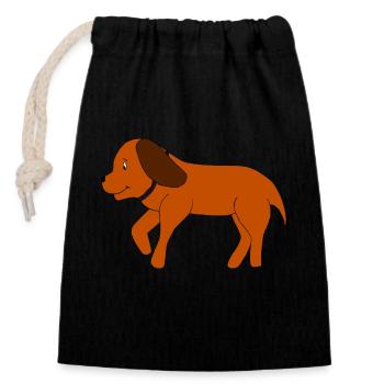 dog - Closable cotton gift bag (14x20cm) - black - Front