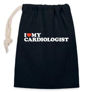 I love my Cardiologist Heart Shirt - Closable cotton gift bag (14x20cm) - navy - Front