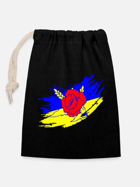 Ukrainische Flagge - Verschließbarer Geschenkbeutel aus Baumwolle (14x20cm) - Schwarz
