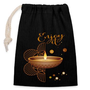 Ayurveda, Medicine - Closable cotton gift bag (14x20cm) - black - Front
