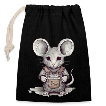 The Little Mouse - Closable cotton gift bag (14x20cm) - black - Front