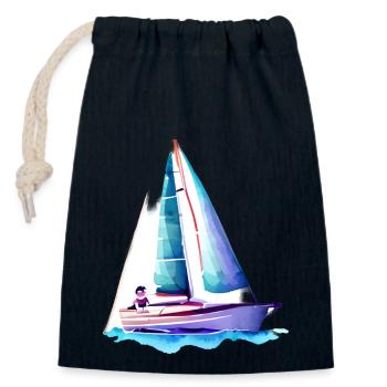 Segler Segelsport Segelschiff Segeln Segelboot - Verschließbarer Geschenkbeutel aus Baumwolle (14x20cm) - Navy - Vorne