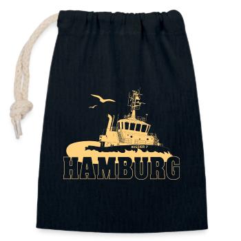 Tugboats in the Port of Hamburg - Closable cotton gift bag (14x20cm) - navy - Front