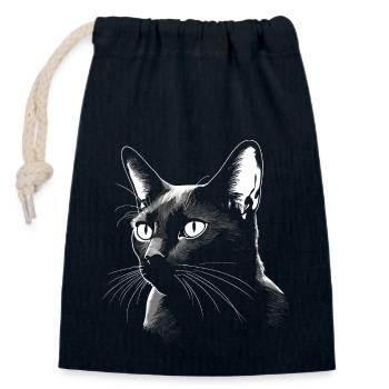 Black Cat Bombay Cat Outfit for - Closable cotton gift bag (14x20cm) - navy - Front