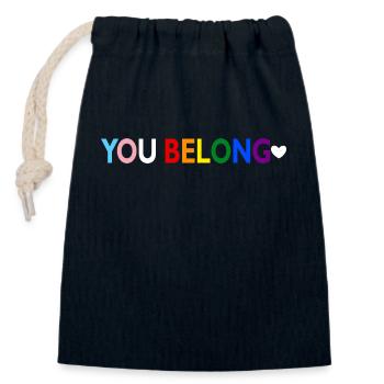 You Belong Gay Pride LGBT Support Transgenre - Sac cadeau en coton avec cordon (14 x 20 cm) - bleu marine - Devant