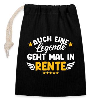 Auch Eine Legende Geht Mal In Rente Geschenk - Verschließbarer Geschenkbeutel aus Baumwolle (14x20cm) - Schwarz - Vorne