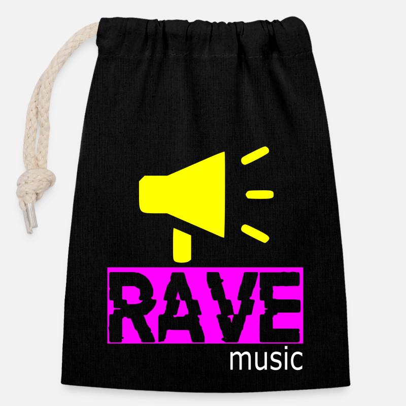 Rave music - Closable cotton gift bag (14x20cm) - black