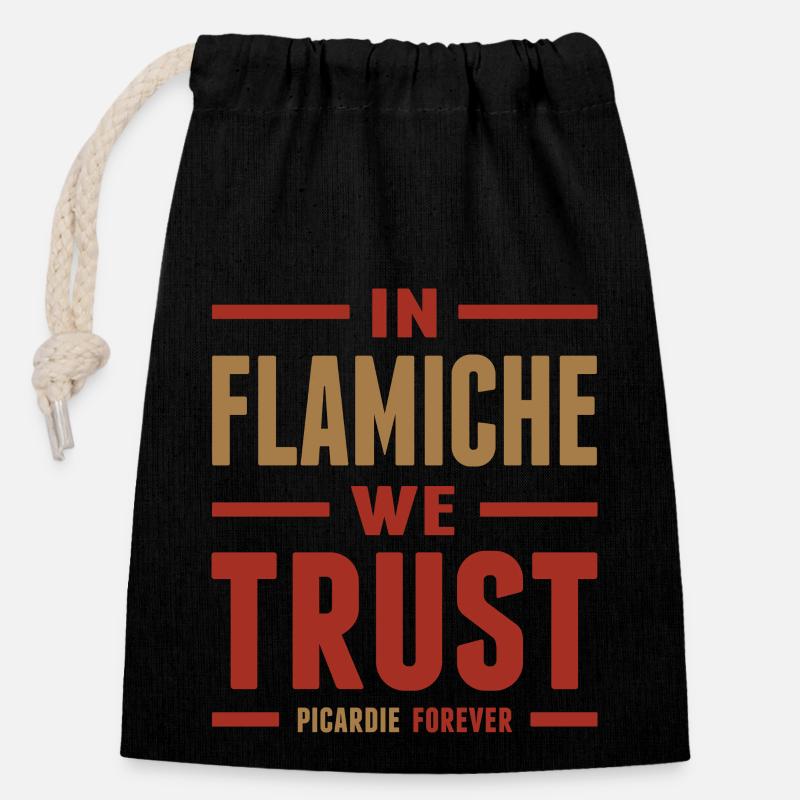 In Flamiche we trust - Sac cadeau en coton avec cordon (14 x 20 cm) - noir