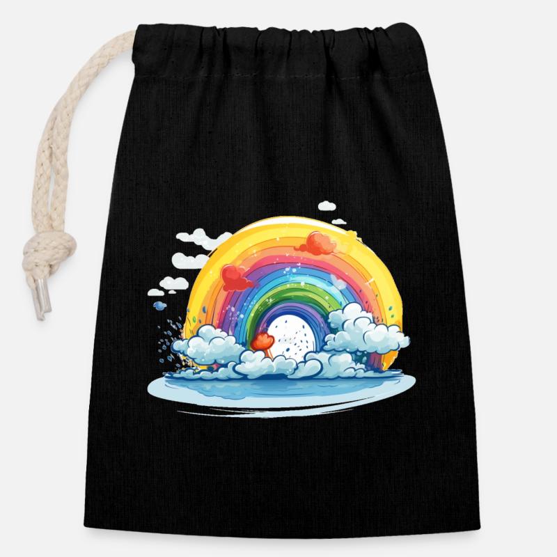 Fierté arc-en-ciel - Sac cadeau en coton avec cordon (14 x 20 cm) - noir
