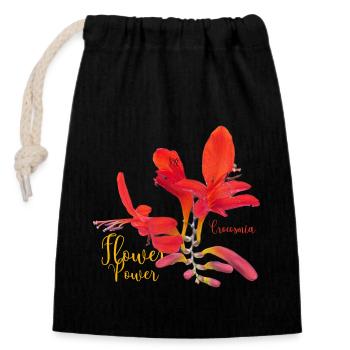 Crocosmia - Closable cotton gift bag (14x20cm) - black - Front