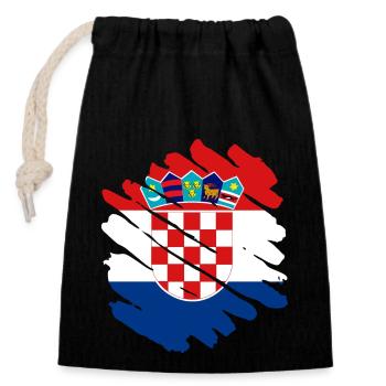 Kroatien Flagge Adria Zagreb Kroatische Fahne - Verschließbarer Geschenkbeutel aus Baumwolle (14x20cm) - Schwarz - Vorne