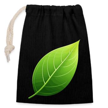 green leaf - nature conservation - Closable cotton gift bag (14x20cm) - black - Front