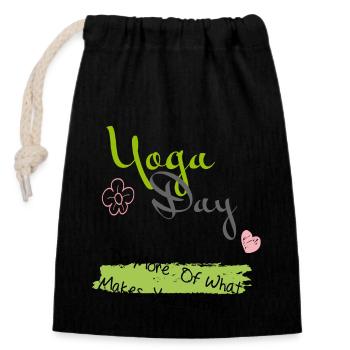 Yoga Wellness - Closable cotton gift bag (14x20cm) - black - Front