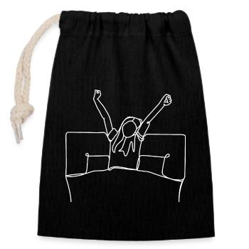 Waking up early in the morning - Closable cotton gift bag (14x20cm) - black - Front