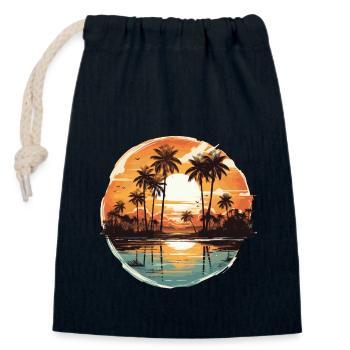 Scène de plage 2 - Sac cadeau en coton avec cordon (14 x 20 cm) - bleu marine - Devant