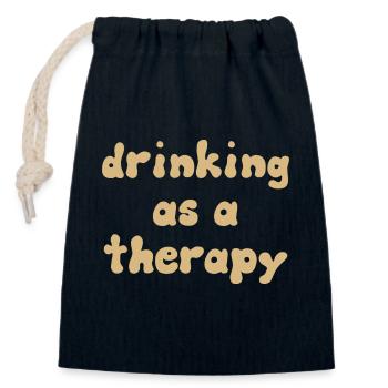 drinking as a therapy - Verschließbarer Geschenkbeutel aus Baumwolle (14x20cm) - Navy - Vorne