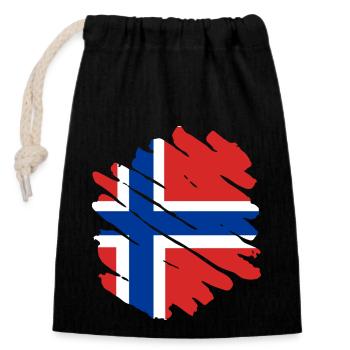 Norwegen Flagge Skandinavien Norwegische Fahne - Verschließbarer Geschenkbeutel aus Baumwolle (14x20cm) - Schwarz - Vorne