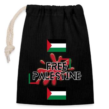 Free Palestine - Closable cotton gift bag (14x20cm) - black - Front