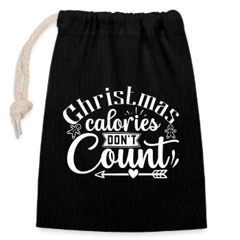 Les calories de Noël ne comptent pas Weihnachten - Sac cadeau en coton avec cordon (14 x 20 cm) - noir - Devant