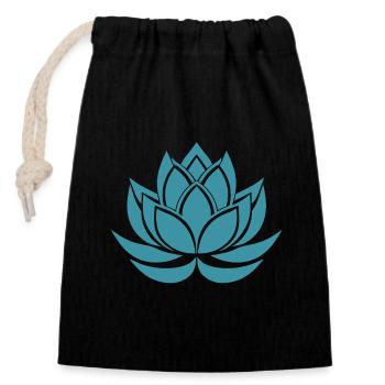 Yoga, Lotus, Meditation - Verschließbarer Geschenkbeutel aus Baumwolle (14x20cm) - Schwarz - Vorne
