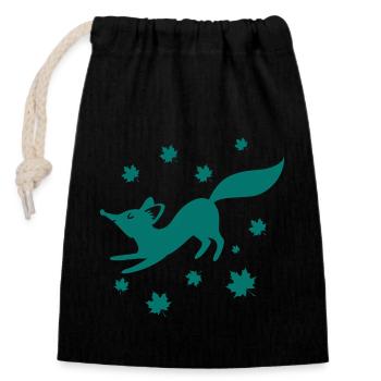 Fox - Animal, Zoo, Animal Lover, Nature Conservation - Closable cotton gift bag (14x20cm) - black - Front