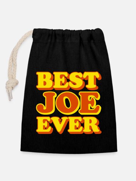 Funny gift with first name Joe - Closable cotton gift bag (14x20cm) - black