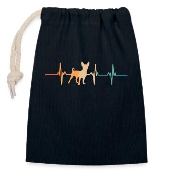 Chihuahua Herzschlag - Verschließbarer Geschenkbeutel aus Baumwolle (14x20cm) - Navy - Vorne