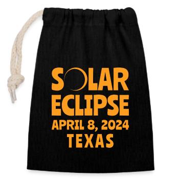 Sonnenfinsternis 2024 Texas - Verschließbarer Geschenkbeutel aus Baumwolle (14x20cm) - Schwarz - Vorne