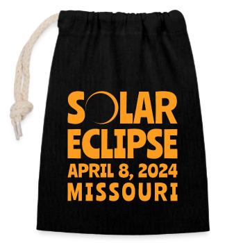 Sonnenfinsternis 2024 Missouri - Verschließbarer Geschenkbeutel aus Baumwolle (14x20cm) - Schwarz - Vorne