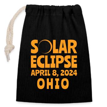 Sonnenfinsternis 2024 Ohio - Verschließbarer Geschenkbeutel aus Baumwolle (14x20cm) - Schwarz - Vorne