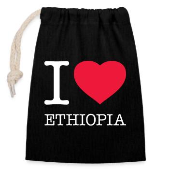 I LOVE ETHIOPIA Äthopien - Closable cotton gift bag (14x20cm) - black - Front