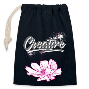 Créatif - Sac cadeau en coton avec cordon (14 x 20 cm) - bleu marine - Devant