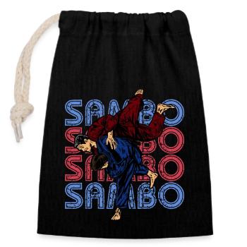 Sambo Autodéfense URSS Arts martiaux - Sac cadeau en coton avec cordon (14 x 20 cm) - noir - Devant