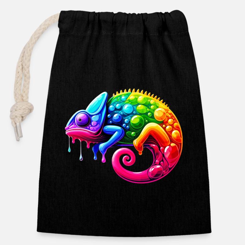 Chameleon - Closable cotton gift bag (14x20cm) - black