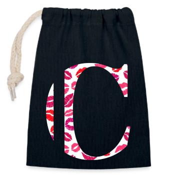 Letter c kisses - Closable cotton gift bag (14x20cm) - navy - Front