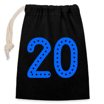 20. 20 JAHRE. 20-JÄHRIGES JUBILÄUM. 20-JÄHRIGES JUBILÄUM. - Verschließbarer Geschenkbeutel aus Baumwolle (14x20cm) - Schwarz - Vorne