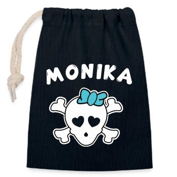 Pirate Monika Design pour les filles et les femmes - Sac cadeau en coton avec cordon (14 x 20 cm) - bleu marine - Devant