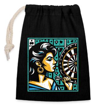Dart jouant dames - cadeau Cool - Sac cadeau en coton avec cordon (14 x 20 cm) - noir - Devant