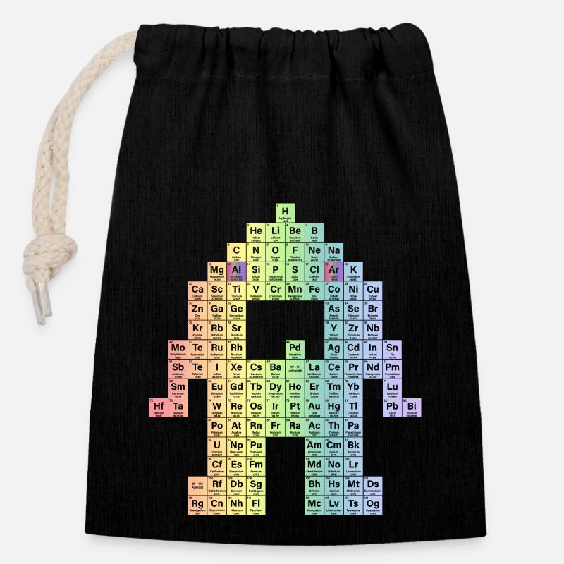 Tableau périodique - Sac cadeau en coton avec cordon (14 x 20 cm) - noir