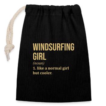 Windsurfen - Verschließbarer Geschenkbeutel aus Baumwolle (14x20cm) - Schwarz - Vorne